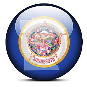 Map on flag button of USA Minnesota State