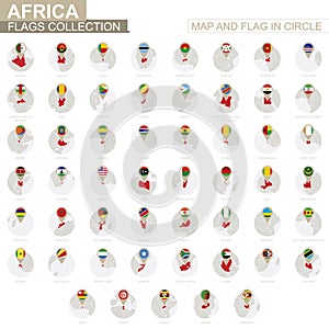 Map and Flag in Circle, Africa Countries Collection
