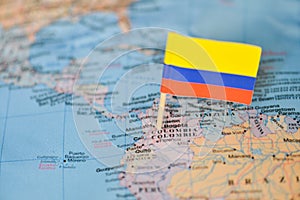 Map with flag of Colombia