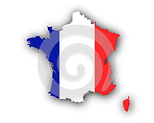 Map and flag of France