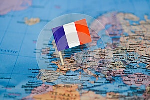 Map with flag of France