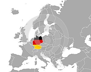 Map and flag of Germany in Europe