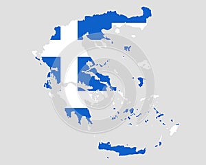 Map and flag of Greece