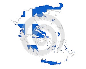 Map and flag of Greece