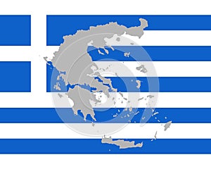 Map and flag of Greece