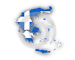 Map and flag of Greece