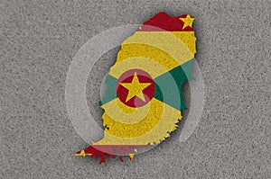 Map and flag of Grenada on felt
