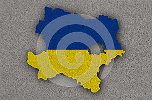 Map and flag of Lower Austria on felt