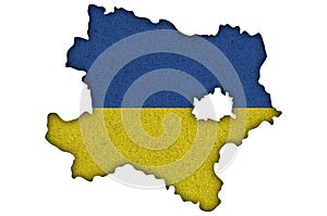 Map and flag of Lower Austria on felt