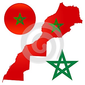 Map flag morocco vector illustration