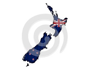 Map and flag of New Zealand on corrugated iron,