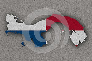 Map and flag of Panama on felt