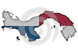 Map and flag of Panama on felt