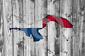 Map and flag of Panama on weathered wood