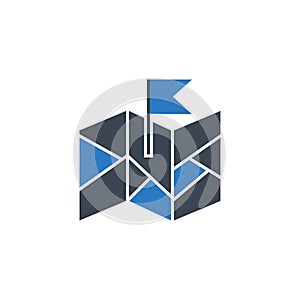 Map with Flag related vector glyph icon.