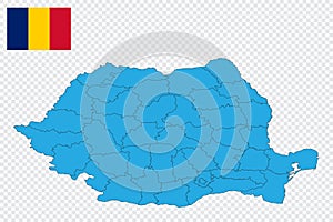 Map and flag of Romania