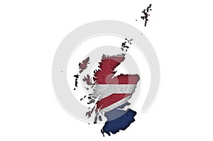 Map and flag of Scotland on felt