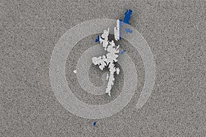 Map and flag of Shetland Islands on felt