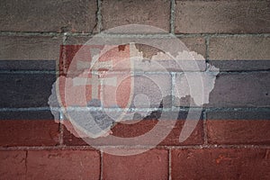 map and flag of slovakia on a old brick wall
