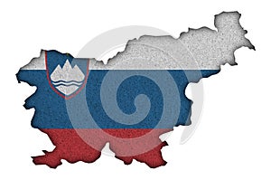Map and flag of Slovenia on felt