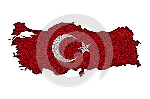 Map and flag of Turkey on poppy seeds