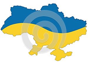 Map and flag of Ukraine independent country borders