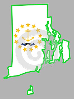 Map flag US State Rhode Island Vector illustration Eps 10