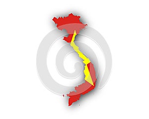Map and flag of Vietnam