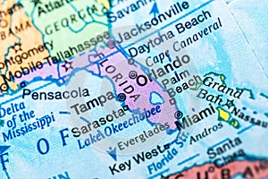 Map of Florida Close up