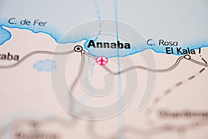 Map focus on Annaba and northern Algeria coast..