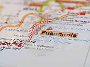 A map with the focus on the city of Fuengirola . Holiday concept and travel