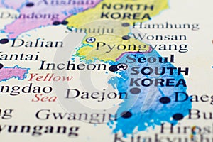 Map focus on Seoul Korea