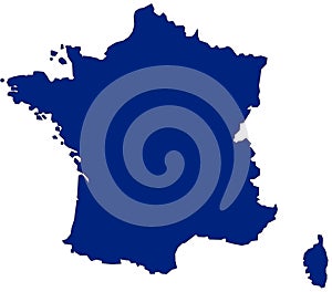 Map of France in blue