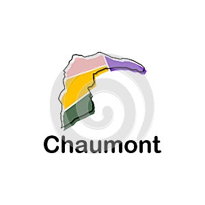 Map France Country With City of Chaumont, geometric and colorful logo design template element