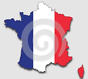 Map of France, Filled with the National Flag