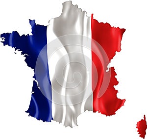Map of France with flag