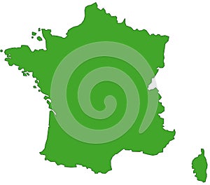 Map of France in green