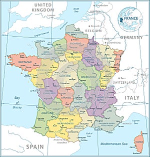 Map of France - highly detailed vector illustration