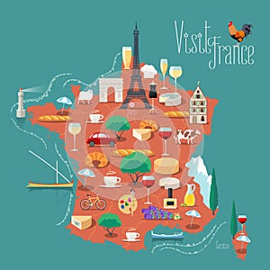 Map of France vector illustration, design