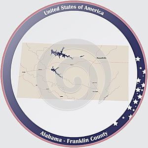 Map of Franklin County in Alabama