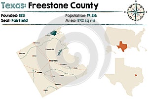 Map of Freestone county in Texas