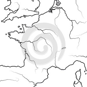 Map of The FRENCH Lands: France, Provence, Normandie, Occitanie, Aquitaine, Lorraine. Geographic chart.