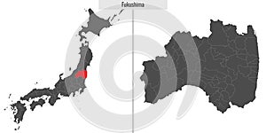 map of Fukushima prefecture of Japan