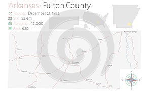 Map of Fulton County in Arkansas