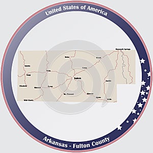 Map of Fulton County in Arkansas