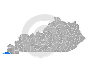 Map of Fulton in Kentucky