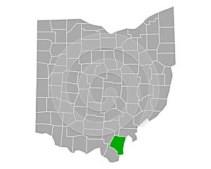 Map of Gallia in Ohio