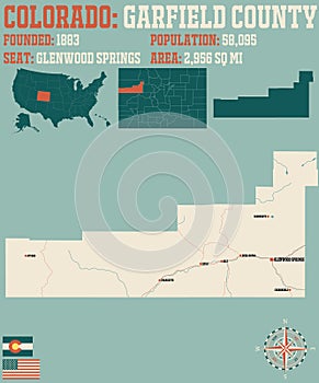 Map of Garfield County in Colorado