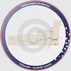 Map of Garfield County in Colorado