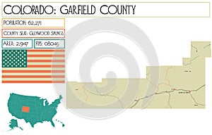 Map of Garfield County in Colorado USA